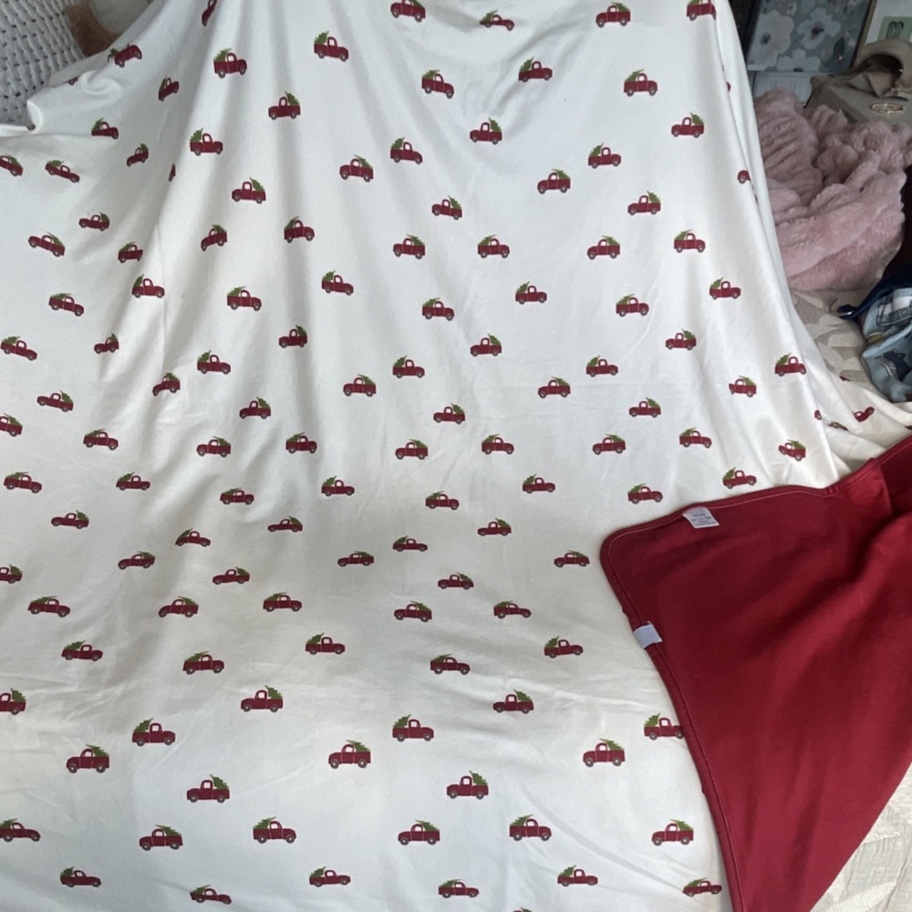 Wear Love Wash Repeat Throw Blanket Christmas Red/White Reversible 50x60
